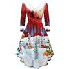BOTCAM Abito natalizio elegante da donna, a maniche lunghe, con scollo a V, vita alta, irregolare, abito di Natale, per feste, cocktail, Babbo Natale, costume da Babbo Natale, abito in velluto