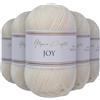 Utopia Crafts JOY DK, 5 gomitoli di filato acrilico da 50 g (250 g), lana per uncinetto e maglia, morbida lana per lavorare a maglia (avorio)