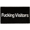 Fisura - Zerbino ingresso casa "F*cking visitors" in cocco con base antiscivolo in PVC, tappeto nero da interno dipinto a mano, 70 x 40 cm, zerbino divertente per ingresso casa