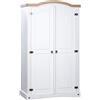 vidaXL vidaXL Armadio in Legno di Pino Messicano Corona 2 Ante Bianco