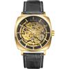 JewelryWe Orologio da Polso da Uomo Meccanico Cinturino in Acciaio inossidabile e Cuoio, Quadrante Trasparente