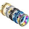Mesnt Anelli Acciaio Inossidabile Donna, Anello D'Ansia da 8 Mm con Catena da Motociclista Girevole E Numeri Romani Colorato/Nero/Oro/Blu/Argento