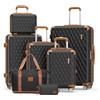 Melalenia Set Valigie 7 pezzi guscio rigido ABS 4 ruote serratura TSA, Nero | Borsa viaggio espandibile e borsa bagno inclusi. Annidabili, cerniere YKK, protezioni angolari, ruote doppie 360° silenziose