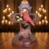 Ornamento a Croce con Cardinale Rosso Compatto per Caminetto