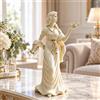 Statuetta di Donna Elegante con Uccellino Classico per Tavolo