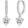 Cangall Orecchini a cerchio in argento 925 con ciondolo, in argento sterling 925, pendenti con zirconi, a forma di cuore/croce/goccia d'acqua, per dormire, cartilagine, orecchini a cerchio in argento