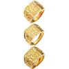 JewelryWe 3 PCS Oro Tutto Bene Uomo Maschile Anello in 18K 18 Carati Oro Autentico Dorato Kanji Ricco Fortuna Ricchezza Taglia Regolabile Regalo