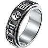 Mesnt Anello in Acciaio Inossidabile Donna, Anello Antistress con Mantra Cinese Vintage Yin Yang Argento