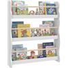 AIYAPLAY Libreria Montessoriana per Bambini 3-8 Anni con 3 Ripiani, Bianco | Porta Libri da Parete, Sponde in Tonalità Pino, Capacità 15 kg, 60x15x73 cm, per Cameretta