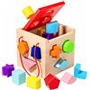 Cubo di Incastri in Legno Educativo Cubo Attività con Forme Colorate Colorato