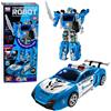LEAN TOYS Auto Robot 2 in 1 Lanciatore Auto della Polizia Piccoli Robot Luci Suoni