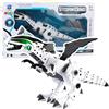 LEAN TOYS Robot dinosauro a batteria con ali mobili, luci, suoni, bianco