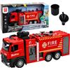 LEAN TOYS Camion dei pompieri con funzione acqua, cabina in metallo, luci e suoni, scala 1