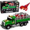 LEAN TOYS Camion trasportatore con gabbia, figura di dinosauro T-Rex, luci e suoni, scala