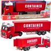LEAN TOYS Camion da trasporto con container, luci, suoni, rosso