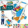 LEAN TOYS Carrello della spesa per bambini, accessori per la spesa alimentare, blu, 26 pez
