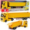 LEAN TOYS Camion da trasporto, rimorchio sollevabile, luci, suoni, giallo