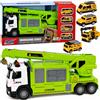 LEAN TOYS Camion con gru e trasportatore di veicoli Luci Suoni Verde