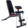 HOMCOM Panca Multifunzione Regolabile per Addominali, Allenamento Braccia e Gambe, 54x160x106 cm, Nero e Rosso