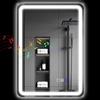 HOMCOM Specchio Bagno LED con Bluetooth, Illuminazione Regolabile e Funzione Memory, in Vetro Temperato, 70x50x3.5 cm