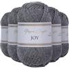 Utopia Crafts JOY DK, 5 gomitoli di filato acrilico da 50 g (250 g), lana per uncinetto e maglia, morbida lana per lavorare a maglia (grigio argento)