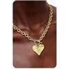 BodyBonita Collana Donna Collane Particolari Catena Chunky Placcata in Oro 16K con Toggle Collier Color Oro Gioielli Offerta Bigiotteria Necklace con Pendenti Cuore Croce Liscia/Martellata e Trifoglio
