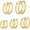 PICKBEAU Set di orecchini a cerchio in oro da donna, placcati in oro 14 carati, ipoallergenici, sottili, piccoli, per cartilagine, helix, confezione da uomo e donna, diverse dimensioni
