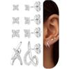 FANCH Orecchini Argento Sterling 925 Donna Ipeoallergenici Orecchini con 5A + CZ Argento Tragus Helix Cartilagine Piercing Piccolo Minimalista Argento Orecchini per Multiple Piercing Regalo