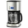 H.Koenig MG30 Macchina per Caffe americano programmabile con timer. Filtro in acciaio inossidabile, 1,5L (12 tazze), caraffa in vetro graduato, 1000W, sistema antigoccia, spegnimento automatico, Argento
