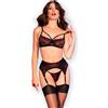 CHILIROSE SETS Lingerie Sexy Chilirose CR 4693 — Set 4 Pezzi Rosso/Nero Taglia L
