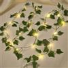BELLALICHT Catena luminosa con foglie, foglia verde anca di edera con 20 luci LED, edera artificiale con catena luminosa, ghirlanda di edera, catena luminosa per interni 2 m, decorazione per feste di matrimonio