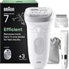Braun Silk-Épil 7 Epilatore Elettrico Donna, Accessori, 7-210, Bianco | Depilatore Corpo Donna Impermeabile, Testina Ampia per Facile Rimozione Peli, Pelle Liscia a Lungo, Rifinitore Bikini Styler