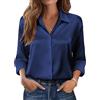 Beyove Camicetta da Donna in Raso di Seta con Scollo a v Camicie Eleganti Maniche Lunghe Affari Alti con Bottoni Alti Camicia Ampia a Maniche Lunghe