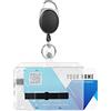 Vicloon Porta badge orizzontale in plastica rigida, porta badge per 2 carte d'identità, portachiavi retrattile, per ufficio, scuola, carte di credito, patenti e pass (nero)