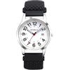 JewelryWe Orologio da Polso in Tessuto da Unisex: Orologio Cinturino Elastico Regolabile con Calendario Facile da Leggere Lancetta dei Secondi e 24 Ore