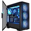 MODECOM Horizon ARGB Flow, nero, case Mid-Tower, 4 ventole ARGB da 140mm, controller, pannello frontale a rete, compatibile con schede madri E-ATX, ATX, Micro-ATX, ITX