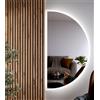 BD ART Luna, specchio da bagno a LED semicircolare, 120 x 65 cm, con illuminazione, IP44, specchio da parete per bagno