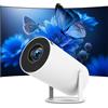 Merkloos Mini proiettore, risoluzione Full HD (1080p), Wi-Fi 6, rotazione a 180 gradi, correzione automatica della distorsione