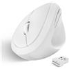 Merkloos Mouse ergonomico wireless - Verticale - Compatto 105 x 67 x 58 mm - 800/1200/1600 dpi - Bianco