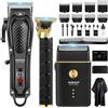 Merkloos Rasoio barba set - Tagliacapelli, rifinitore barba, rasoio elettrico - 8 pettini guida - Senza fili - Nero