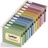 NORDUN Cartelline sospese in plastica formato lettera, 12 cartelline rinforzate con schede, organizer di espansione da 1 pollice per home office, Macaron Heavy Duty per File Frame Box