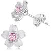 KRFY Orecchini a lobo Carino Argento 925 Fiori di Ciliegio Fiore Bianco Rosa CZ Cartilagine Orecchini a Lobo Per Le Donne Ragazze Bambini