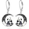 Wasee Orecchini pendenti in argento Sterling 925 a forma di gatto nero, pipistrello, ragno, zucca, lupo, coniglietto, sole e luna, tartaruga, corvo, in argento Sterling 925, con chiusura a monachella, stile