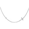 FANCIME Croce Orizzontale Ciondolo Collana per Donna Ragazze in Argento 925 e Zirconi - Catena Lunghezza: 40 + 5 cm
