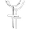 KRFY 925 Collana Pendente Croce in Argento per Uomo Donna con 5mm Durevole Acciaio Inossidabile Taglio Diamante Figaro Cordolo Catena Collana 18K Placcato Oro Bianco Croce Collana 18-30 Pollici