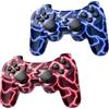 Burcica Controller wireless per PS-3 Motion Sense, telecomando da gioco a doppia vibrazione aggiornato per Play 3 con cavo di ricarica (BlueFlash e RedFlash)