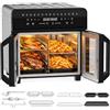 Iceagle Friggitrice ad aria calda XXL, 23 l, Dual Zone, forno ad aria con doppia camera, fino a 2400 W, 15 programmi, Sync Finish & Dual Cook, finestra di visualizzazione, girarrosti, 12 accessori