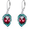 Vadmans Orecchini pendenti a forma di gatto nero, in argento Sterling, con pietra portafortuna del gatto, regalo di compleanno per donne e moglie