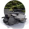 Schicker Mineral Ghiaia Decorativa in Ardesia per Giardino, Ardesia frantumata 40-70 mm, pacciamatura Minerale Nera con riflessi bluastri, Sacco da 25 kg, Pietra Naturale, Origine Germania