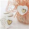 Ingrosso e Risparmio Kit 12 gessetti a Forma di Cuore in Ceramica e Cuore Piccolo in Legno, pensierini economici per Matrimonio e Anniversario